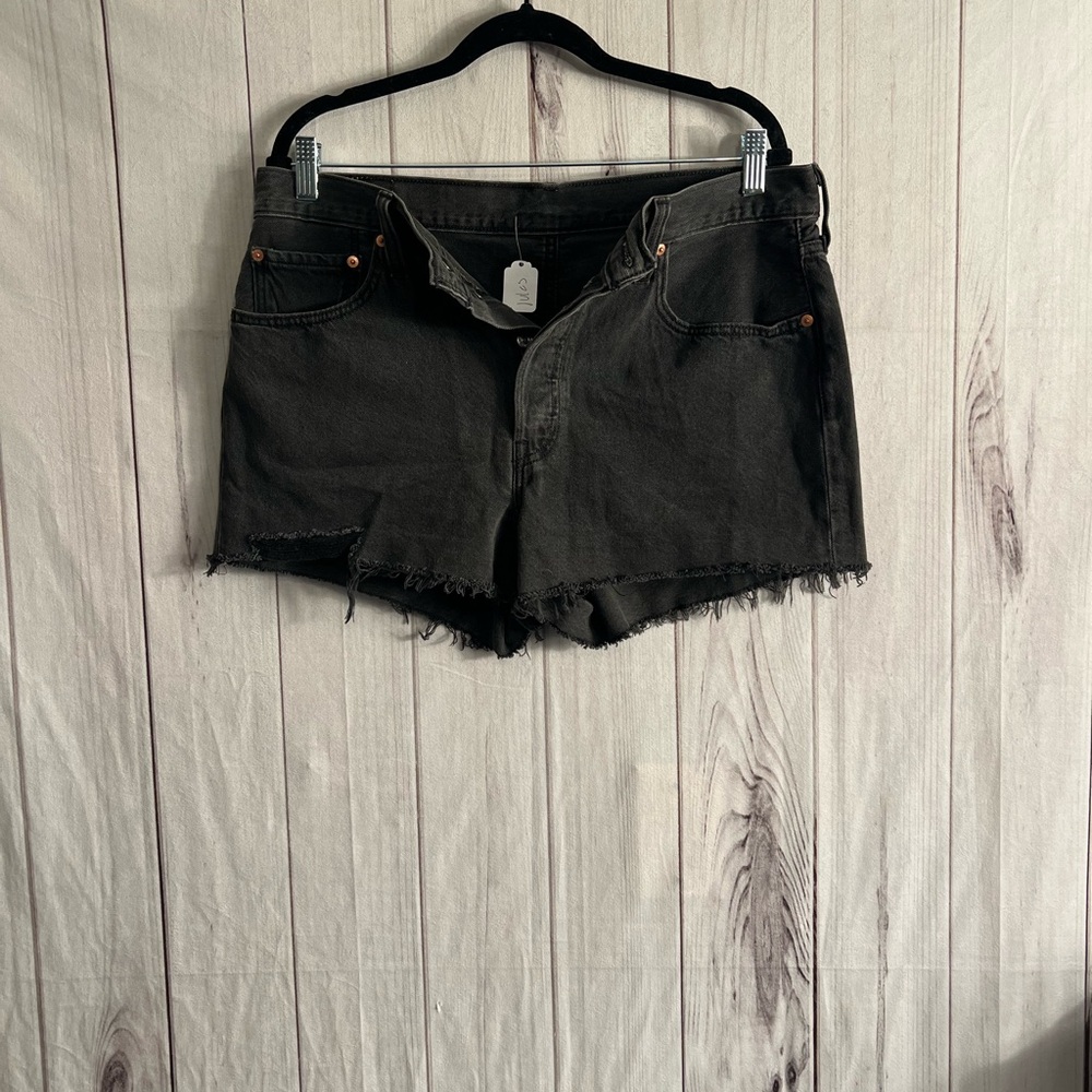 Levi's Black Frayed Hem Denim Shorts